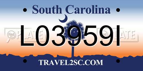 L03959I South Carolina License Plate
