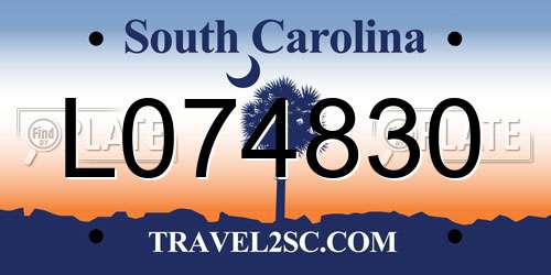 L074830 South Carolina License Plate