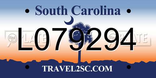 L079294 South Carolina License Plate