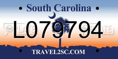 L079794 South Carolina License Plate