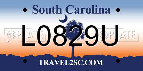 L0829U South Carolina License Plate