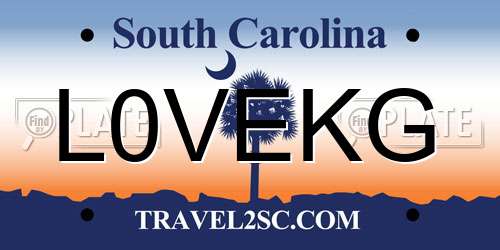 L0VEKG South Carolina License Plate