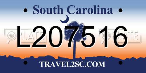 L207516 South Carolina License Plate