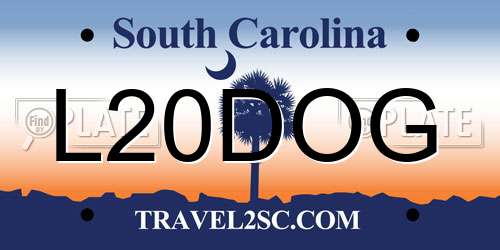 L20DOG South Carolina License Plate