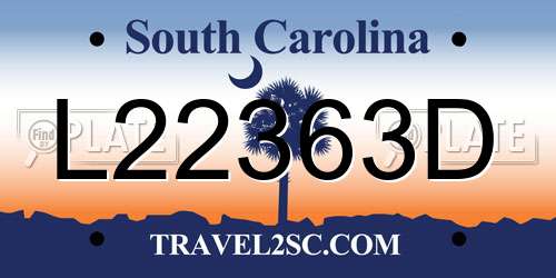 L22363D South Carolina License Plate