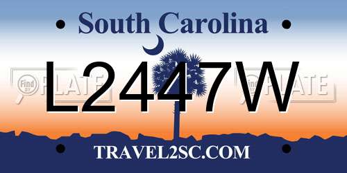 L2447W South Carolina License Plate
