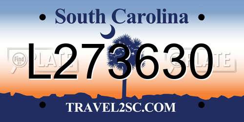 L273630 South Carolina License Plate