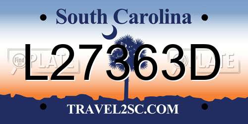 L27363D South Carolina License Plate