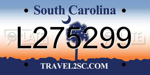 L275299 South Carolina License Plate