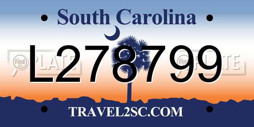L278799 South Carolina License Plate