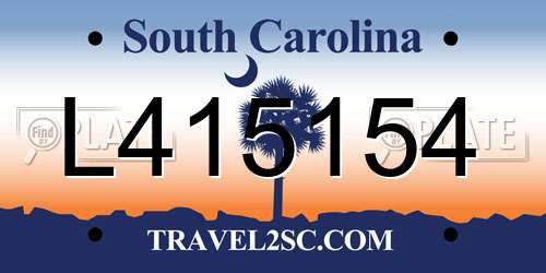 L415154 South Carolina License Plate