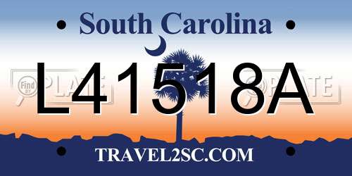 L41518A South Carolina License Plate