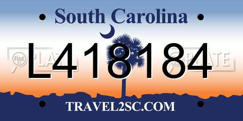 L418184 South Carolina License Plate
