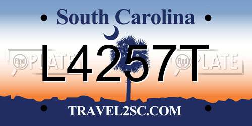 L4257T South Carolina License Plate
