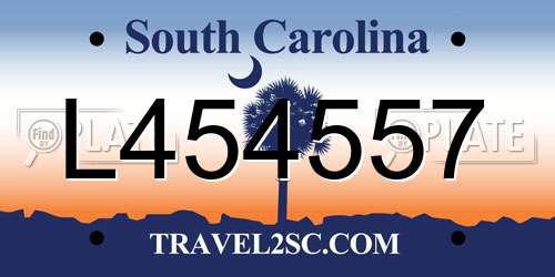L454557 South Carolina License Plate