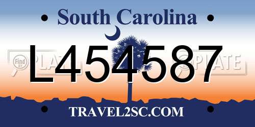 L454587 South Carolina License Plate