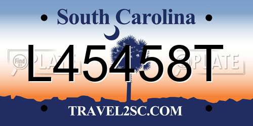 L45458T South Carolina License Plate