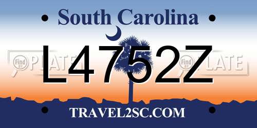 L4752Z South Carolina License Plate