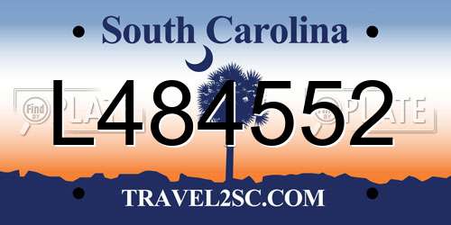 L484552 South Carolina License Plate