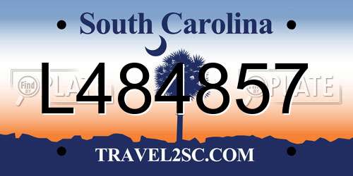 L484857 South Carolina License Plate