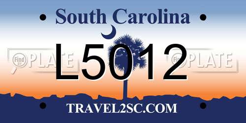 L5012 South Carolina License Plate