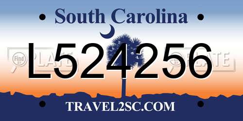 L524256 South Carolina License Plate