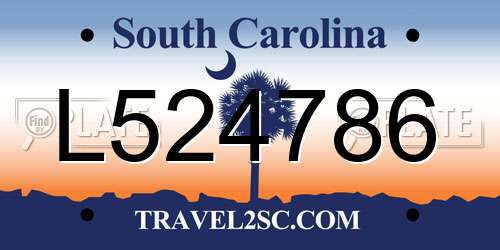 L524786 South Carolina License Plate