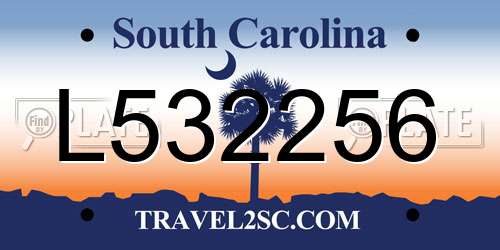 L532256 South Carolina License Plate