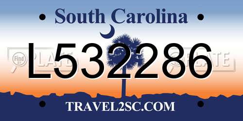 L532286 South Carolina License Plate