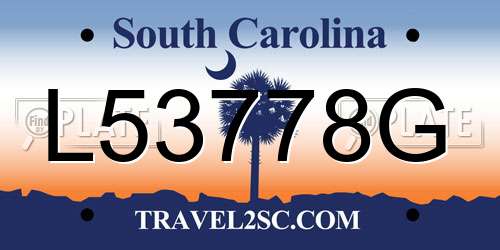 L53778G South Carolina License Plate