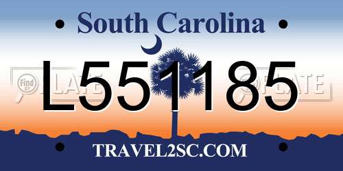 L551185 South Carolina License Plate