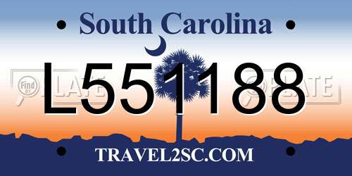 L551188 South Carolina License Plate