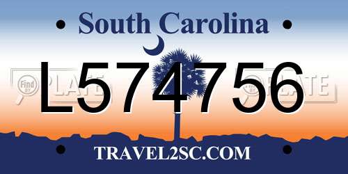 L574756 South Carolina License Plate