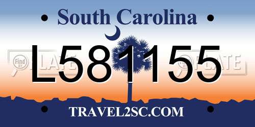 L581155 South Carolina License Plate