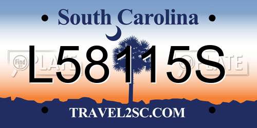 L58115S South Carolina License Plate