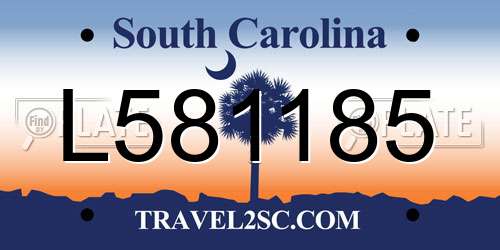 L581185 South Carolina License Plate