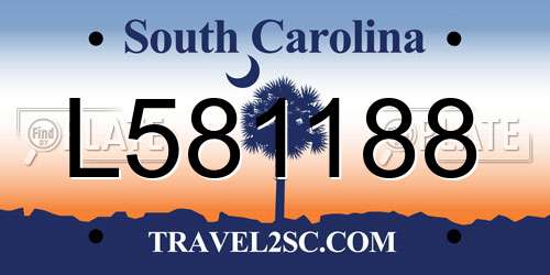 L581188 South Carolina License Plate