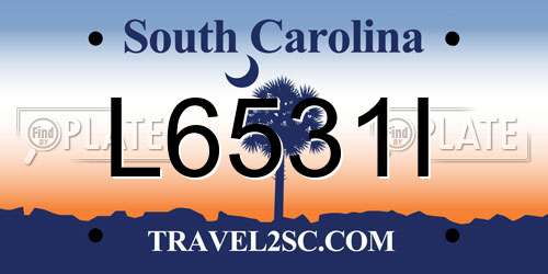 L6531I South Carolina License Plate