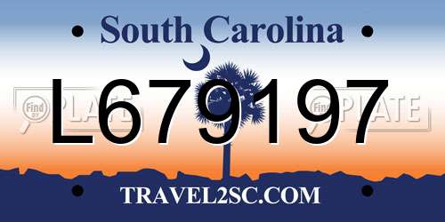 L679197 South Carolina License Plate