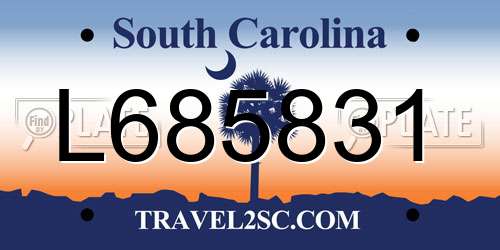 L685831 South Carolina License Plate