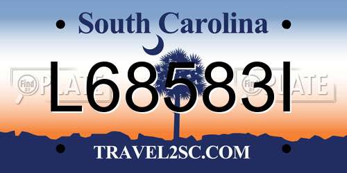 L68583I South Carolina License Plate