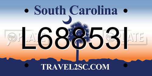 L68853I South Carolina License Plate