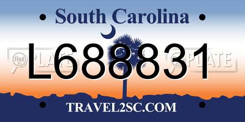 L688831 South Carolina License Plate