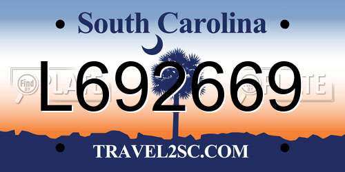 L692669 South Carolina License Plate
