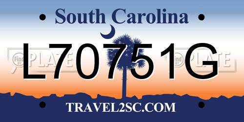 L70751G South Carolina License Plate