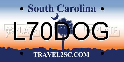 L70DOG South Carolina License Plate