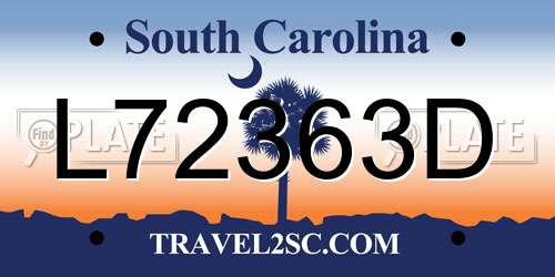 L72363D South Carolina License Plate