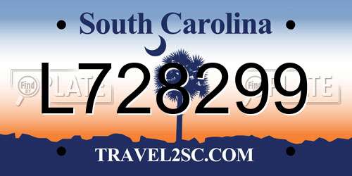 L728299 South Carolina License Plate