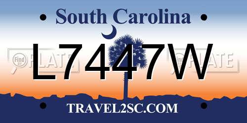 L7447W South Carolina License Plate