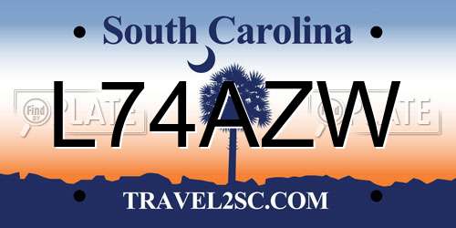 L74AZW South Carolina License Plate